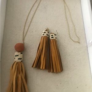 Noonday Leather earrings and necklace set